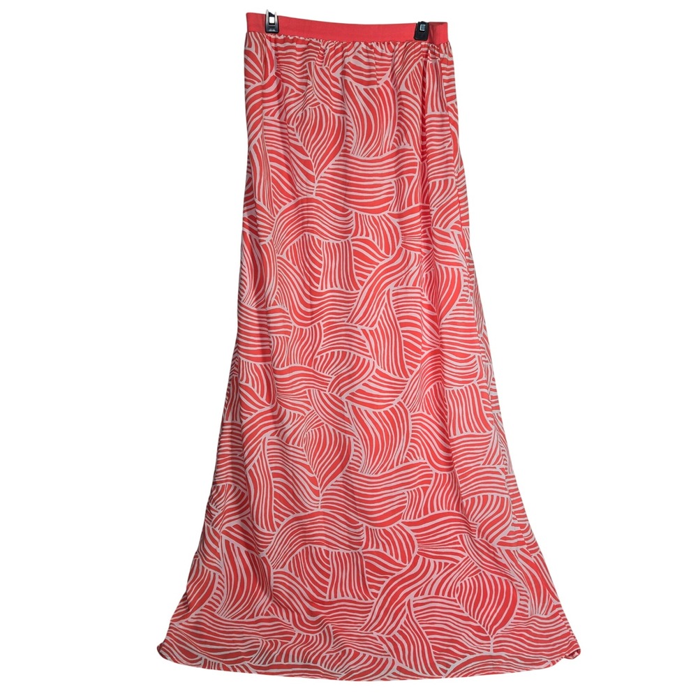 Old Navy Womens Maxi Strapless Tube Dress Coral White Abstract Print Size M